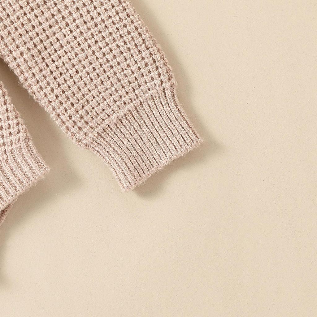 Вафельный свитер для маленьких девочек, комбинезоны с цветочной вышивкой, круглым вырезом и длинными рукавами, осенняя одежда для малышей, боди