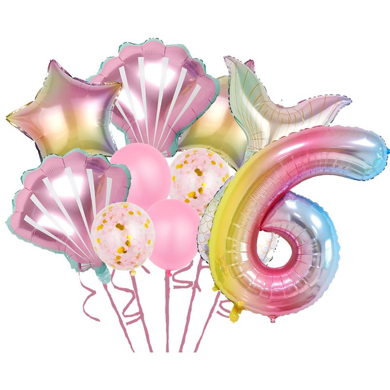 Mermaid Birthday Party Decorations Tableware Set Paper Cups Plates Tablecloth Backdrop Birthday Theme Event Supplies For Kids