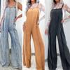 Women Denim Rompers and Jumpsuits Ladies Vintage Wide Leg Jeans Long Jumpsuits Combinaison Femme