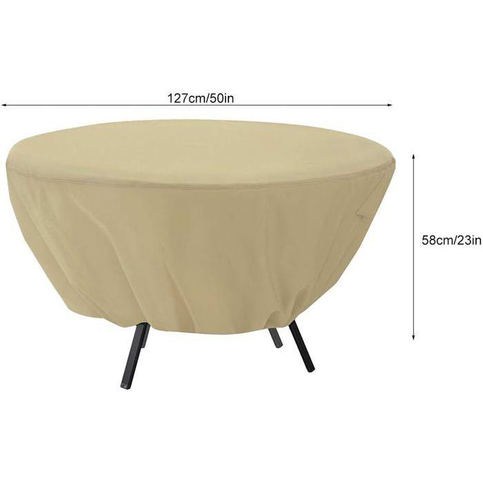 Housse ronde pour table de jardin 127 × 58 cm imperméable anti-poussière beige