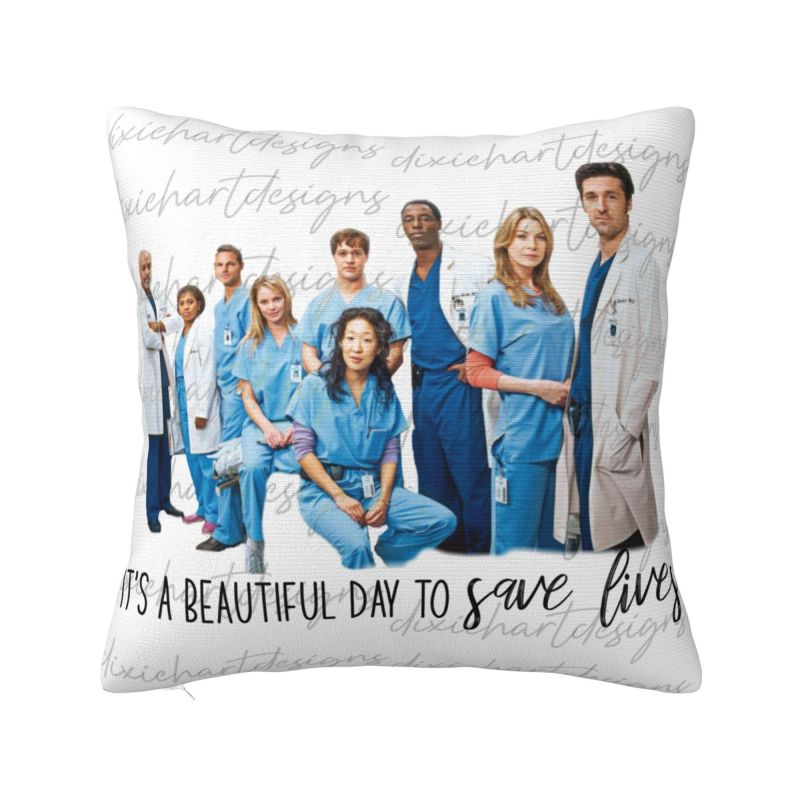 Custom Greys Anatomy Cartoon Collage Nordic Pillow Cover Decoration Car Cushion