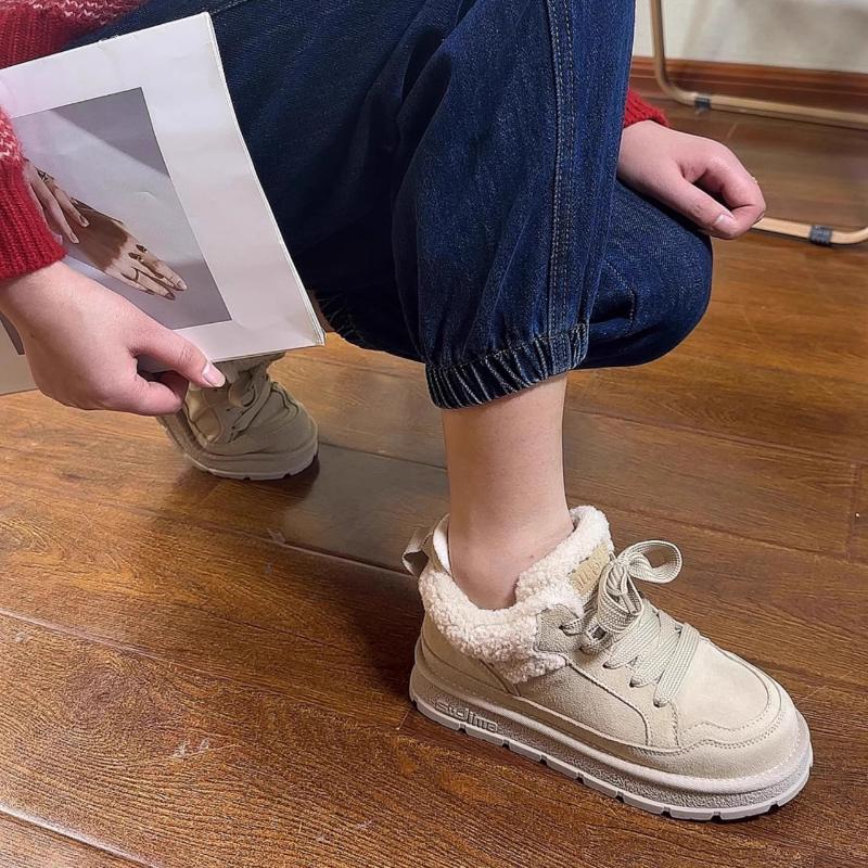 Модная женская повседневная обувь, зимние ботинки, осень и зима 2024, новые модные ретро-ботинки из плюша и утеплителя на толстой подошве из хлопка, термоботинки
