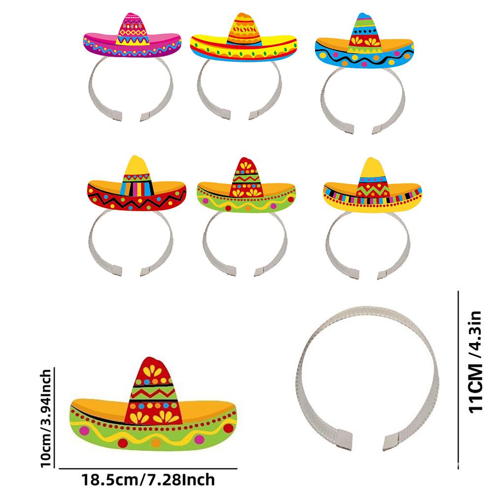 6 штук мексиканских фиеста повязок на голову, головной убор, украшения для тематической вечеринки, головные уборы для праздников и фотореквизит