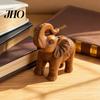 Business Opening Present Elephant Figurine Ornament, Resin Wood Grain Statue, Auspicious Feng Shui Wealth Ornament Animal Sculpture for Home