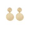 New retro double-layer grid hollow disc earrings, women's glossy polished high-end niche earrings, light luxury earrings.