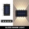 LED Solar Wall Lamps Outdoor Waterproof Up And Down Luminous Lighting Garden Fence Balcony Yard Street Decoration Wall Lights
