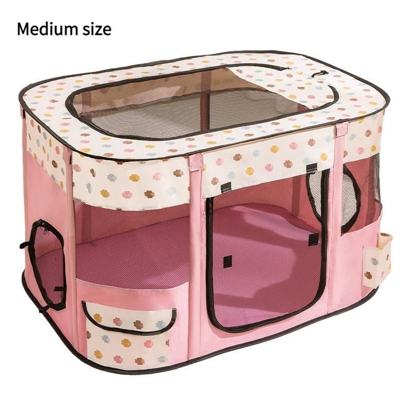 Foldable Cat and Dog Kennel Villa Pet Cage Enclosed Breathable Space Pet Fence Tent Large Space Kitten Safe Delivery Room Tent