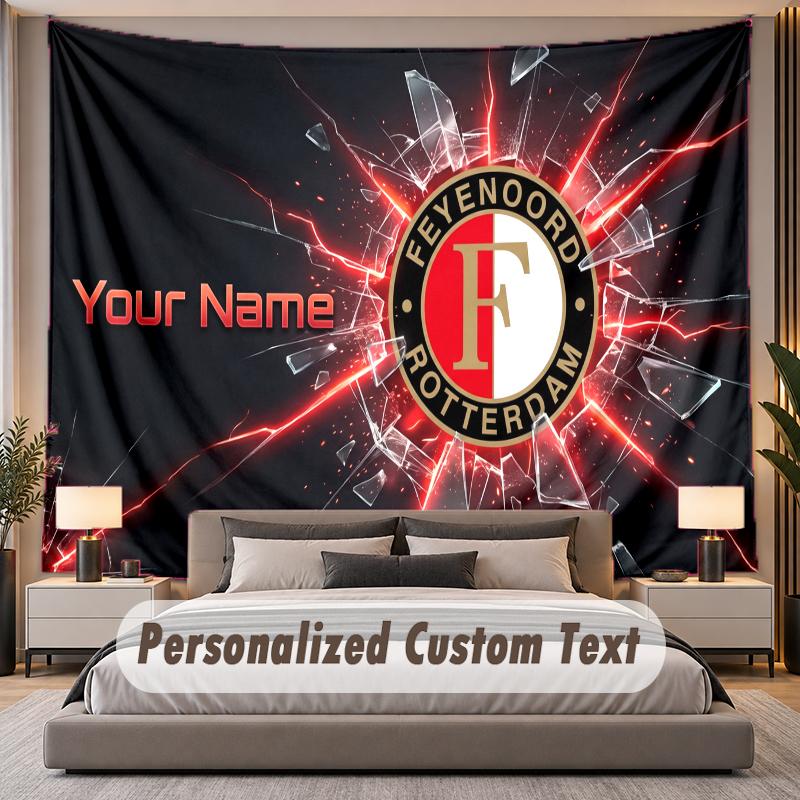Custom Name Text Tapestry Feyenoord Personalized Polyester Wall Tapestry For Bedroom And Room