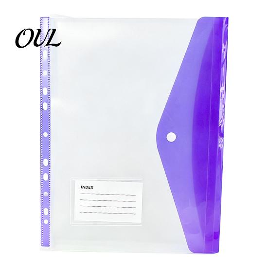 File Pockets 11 Hole Binder for A4 Binders, Plastic Expanding Folders Multi Color with Snap Closure & Transparent Label Slot, Durable Document