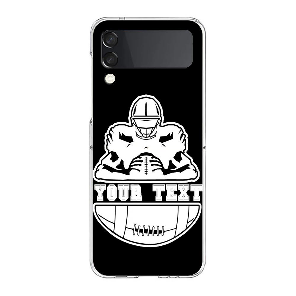 Phone Case For Samsung Galaxy Z Flip 3 4 5 Hard Folding Clear PC Bumper Rugby Ball For Samsung Z Flip 6 Cover