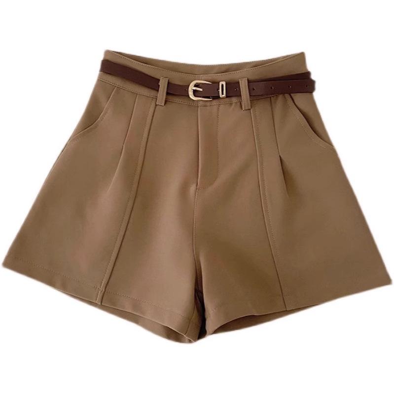 Женские белые шорты с высокой посадкой и широкими штанинами - Универсальные и повседневные для весны/лета 2025