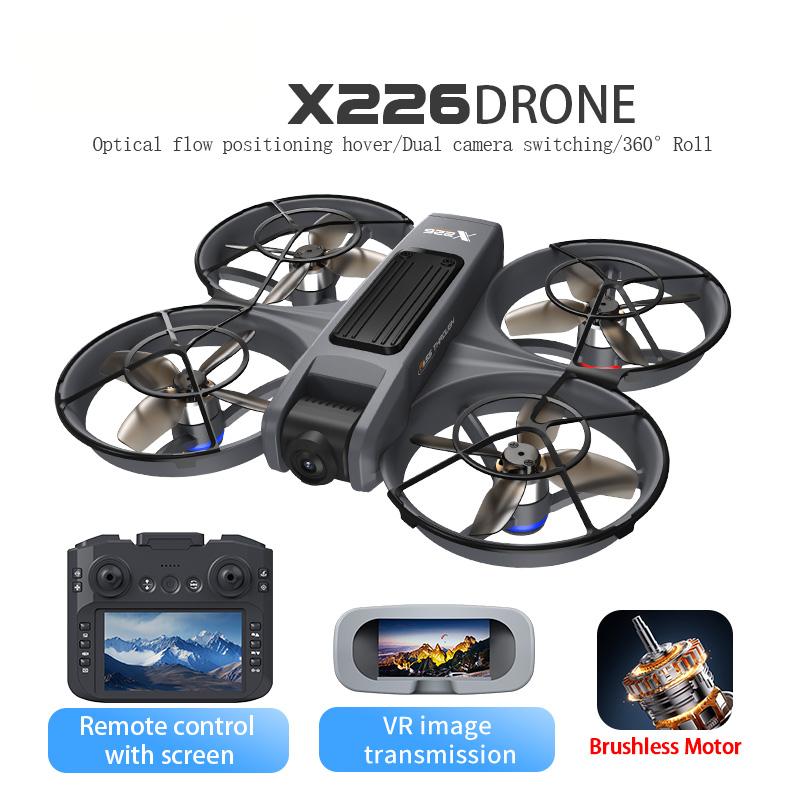 X226 VR Мини-дрон с HD двойной камерой, 5G WIFI, экранный пульт, 360° переворот, FPV, бесколлекторный, оптический поток, RC квадрокоптер, игрушка, подарок ребенку