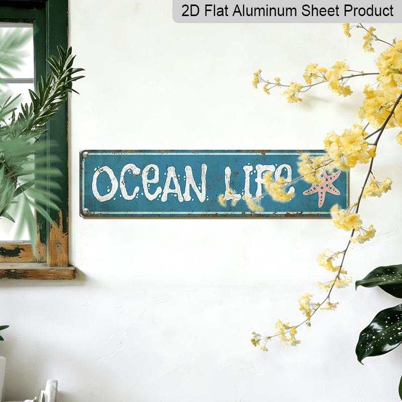 15.7×3.94inch Room Decor Sea Life "Vintage Aluminum Signage - Aluminum Decorative Sign | UV Printed, Durable Metal Wall Art for Home, Bar, Cafe and