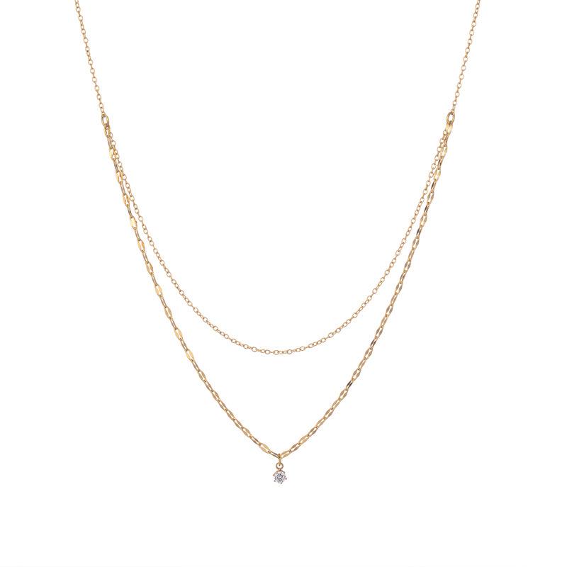 Ожерелье из титановой стали с бриллиантами «Водяная волна» от French Double-Layer - Высококачественная цепочка на ключицу для женщин