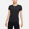 Nike Dri-Fit One Однотонная быстросохнущая спортивная футболка с принтом и коротким рукавом, женские топы, черные DD0627-010