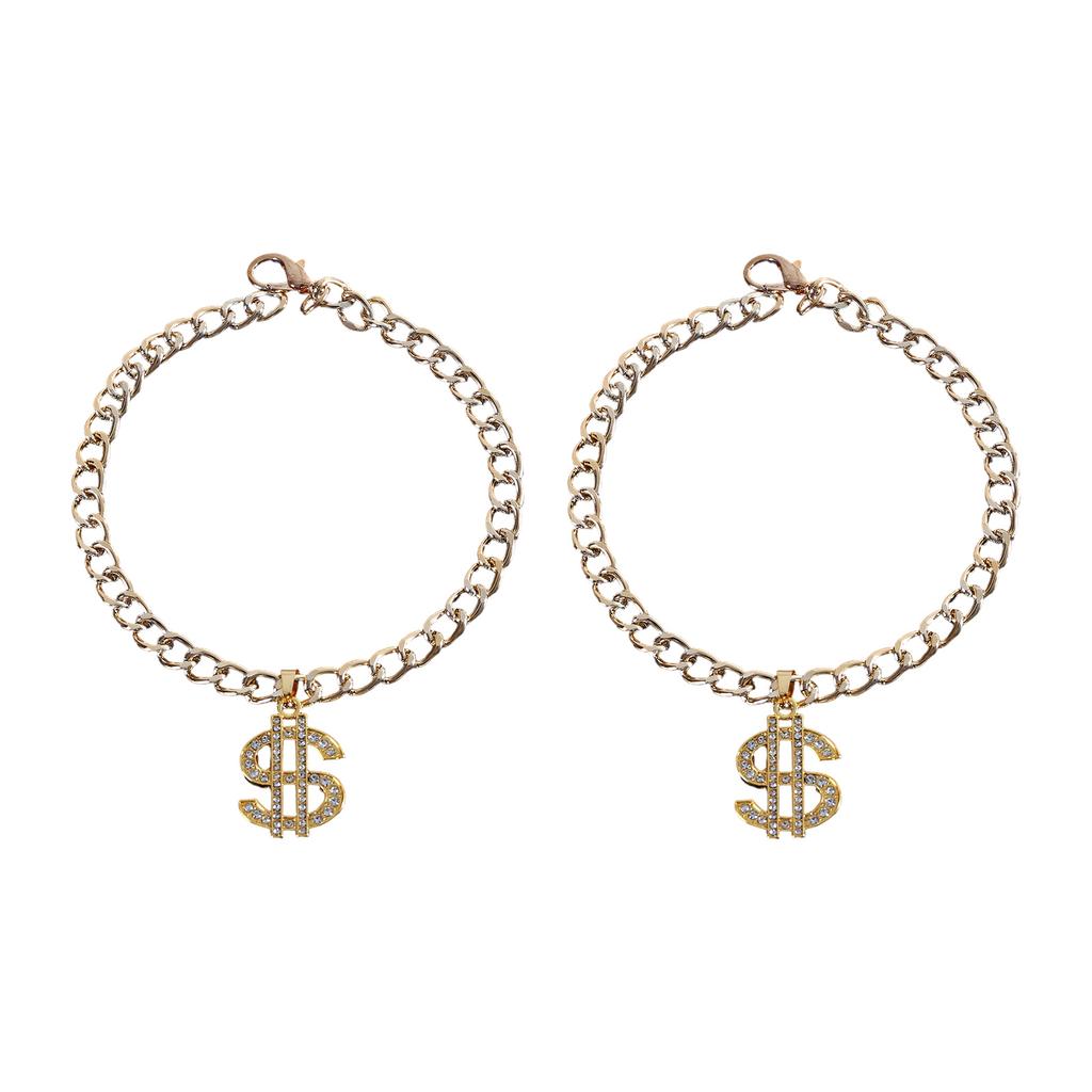 Adjustable Cat Jewelry Small Dogs Cat Collar Necklace with Rhinestones Dollar Pendant Wedding Party Cat Girl Collar 2PCS