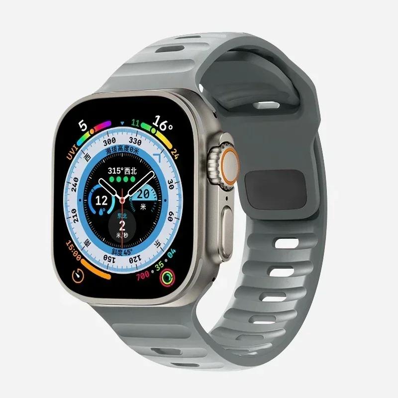 Мягкий силиконовый ремешок для Apple Watch Band Ultra 2, 49 мм, 44 мм, 45 мм, 42 мм, 41 мм, 42 мм, спортивный ремешок для часов iwatch Serise 5, 6, 7, 8, 9, браслет