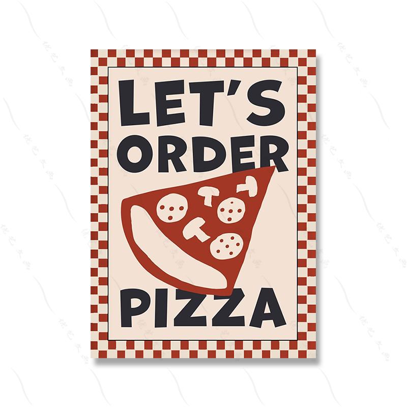 French Food Taco Pizza Martini Cartoon Poster Canvas Painting Vintage Funny Dining Wall Art Pictures Kitchen Bar Home Decor