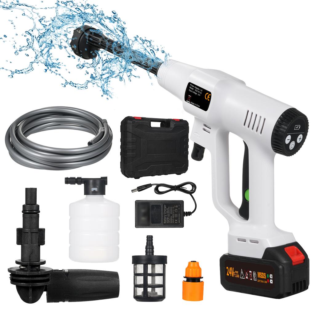 Handheld Pressure Washer Portable Power Cleaner with Rechargeable 1500*10mAh Battery Car Washer Gun