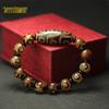 Tibetan Agate Dzi Bracelet with Three and Nine-Eyed Beads - Unisex Tibetan Jewelry