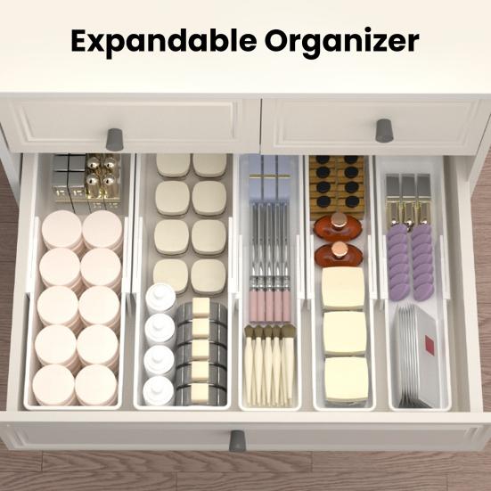 Телескопический ящик для хранения, органайзер, большая вместимость, гладкие края, выдвижная конструкция, экономящая место посуда