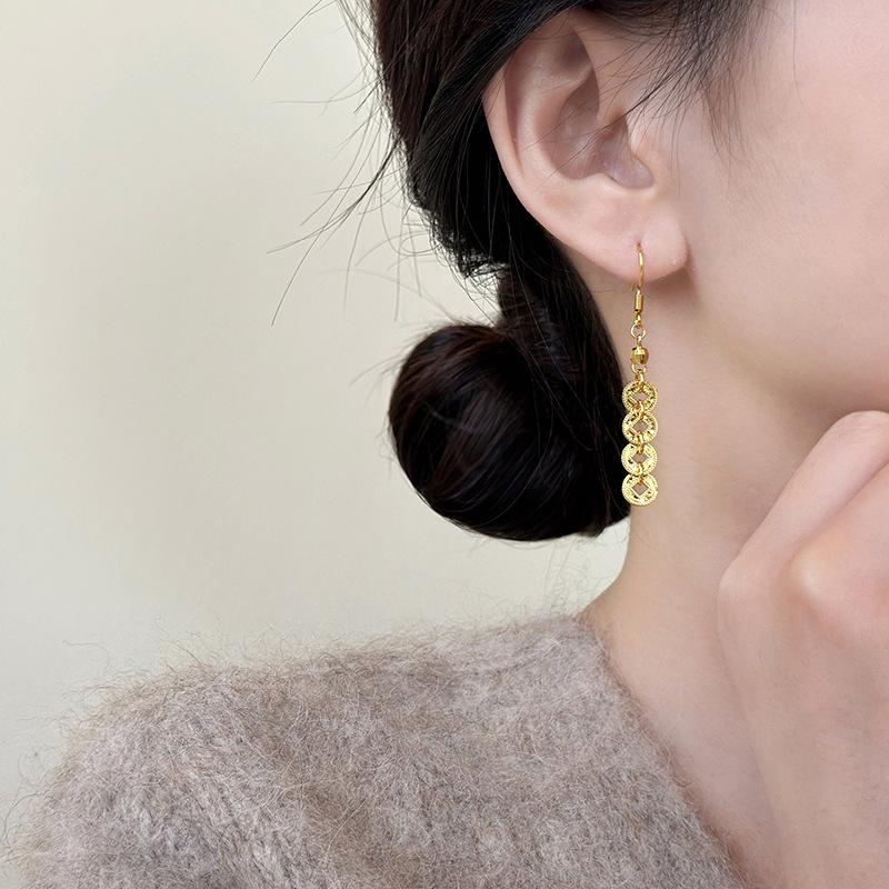Новая китайская круглая медная монета с бахромой крючок для уха национальный стиль ретро темперамент серьги легкая роскошь нишевые серьги оптом