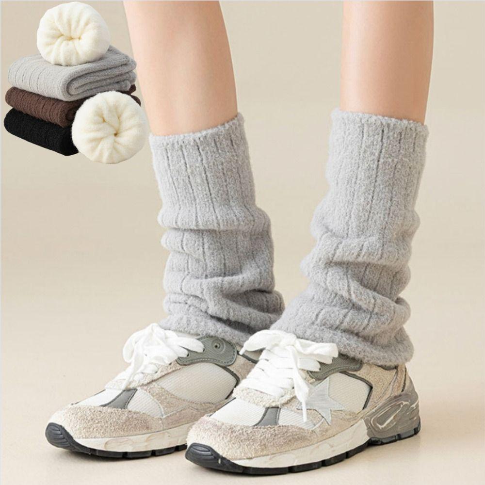 Модные утолщенные женские длинные чулки теплые Y2K зимние носки с ворсом защита ног японский стиль носки для ног подарок