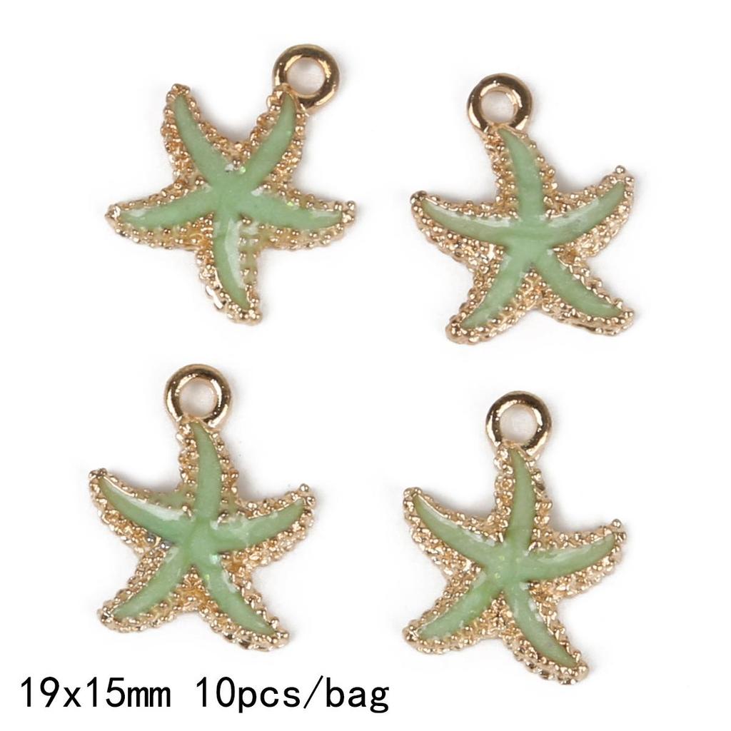9-12Pcs Multi-Styles Starfish Shell Conch Crown Enamel Charms Pendant For Jewelry Making DIY Bracelet Necklace