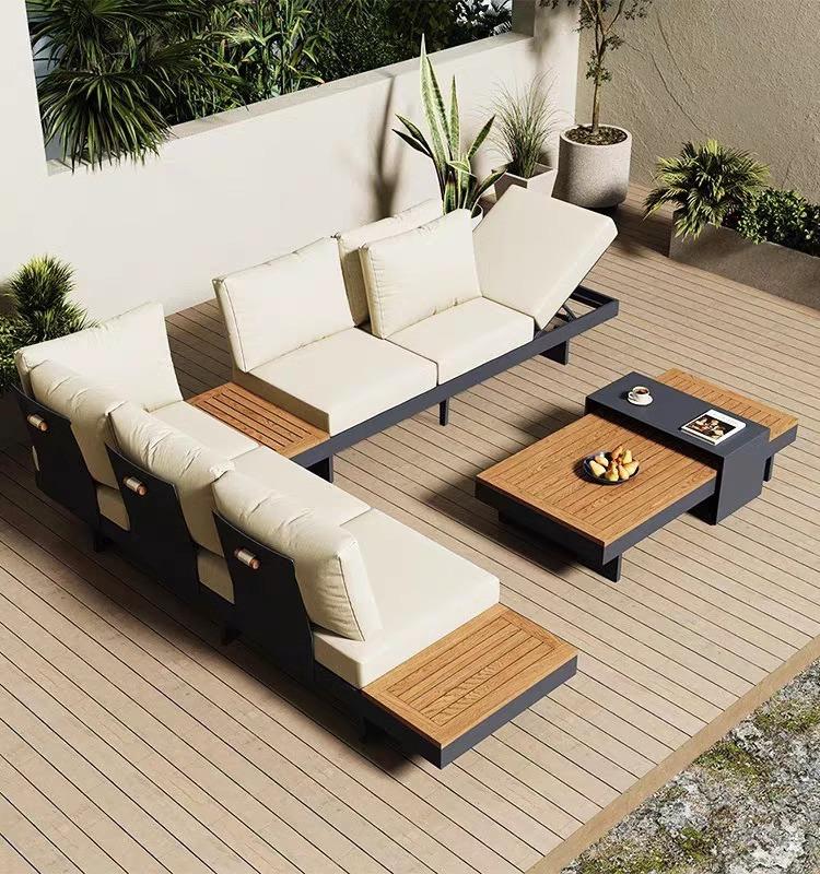 Outdoor Sofa Courtyard Leisure Villa Hotel Corner Anti corrosion Wood Combination Outdoor Furniture
