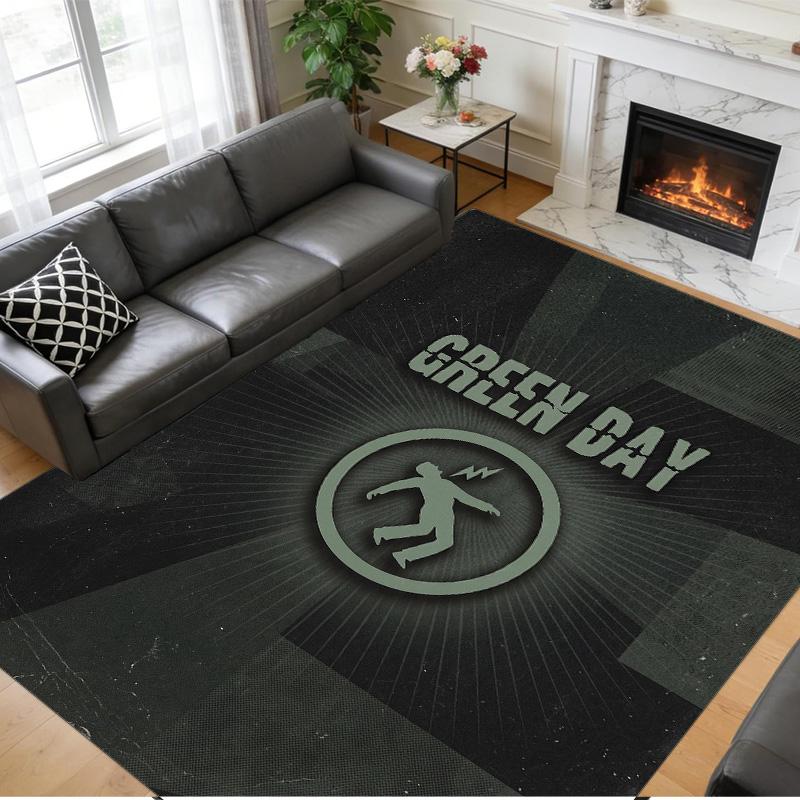 Green Day Print Crystal Velvet Plush Rug Wear?Resistant Anti?Slip Floor Mat For Indoor Household Decoration