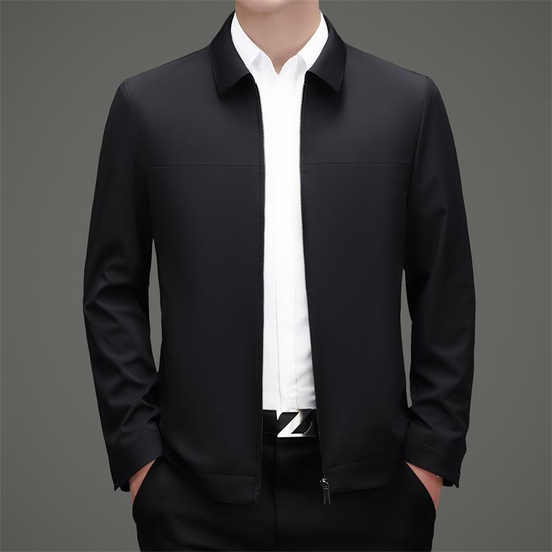 Men's 2026 Spring/Autumn Non-Iron Business Casual Lapel Jacket for Middle-Aged Dads