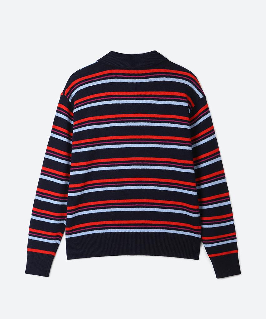 MOONSUN Mj S2 02 M.C Unisex, Stripe Wool Collar Knit / Lolli-Pop