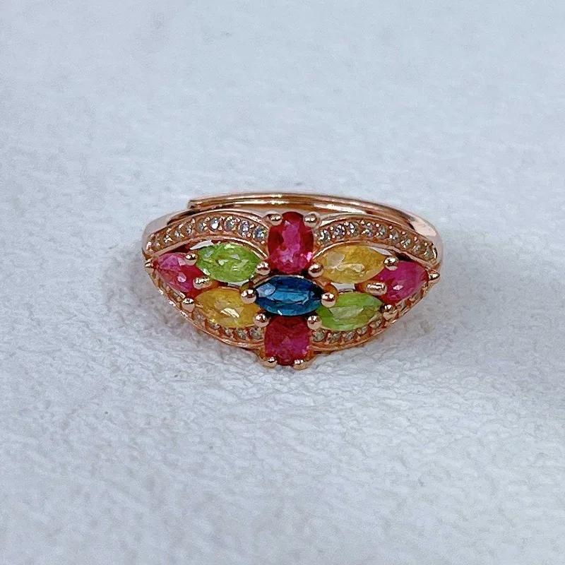 Sace Gems Кольца из стерлингового серебра 925 пробы 2,5*5 мм с натуральным турмалином и драгоценными камнями для женщин, обручальные, коктейльные, вечерние, изящные ювелирные изделия, подарок
