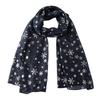 Women Printing Silk Scarf New Autumn Winter Retro Christmas Gift Snowflake Silver Polka Lady Print Casual Voile Shawls Wraps Scarf
