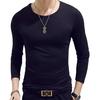 7 цветов мужские повседневные облегающие однотонные хлопковые футболки с длинным рукавом и v-образным вырезом