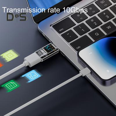 Адаптер USB C/Type-C 36/60 Вт, цифровой светодиодный дисплей, USB 3.2, 10 Гбит/с, быстрая передача данных, мощный зарядный интеллектуальный адаптер для планшета Smart
