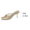 Fashion Golden Sexy Low Heel Sandals with Ribbon Combination Slippers, Fashionable and Elegant Party High Heels, Summer Women's Sandals