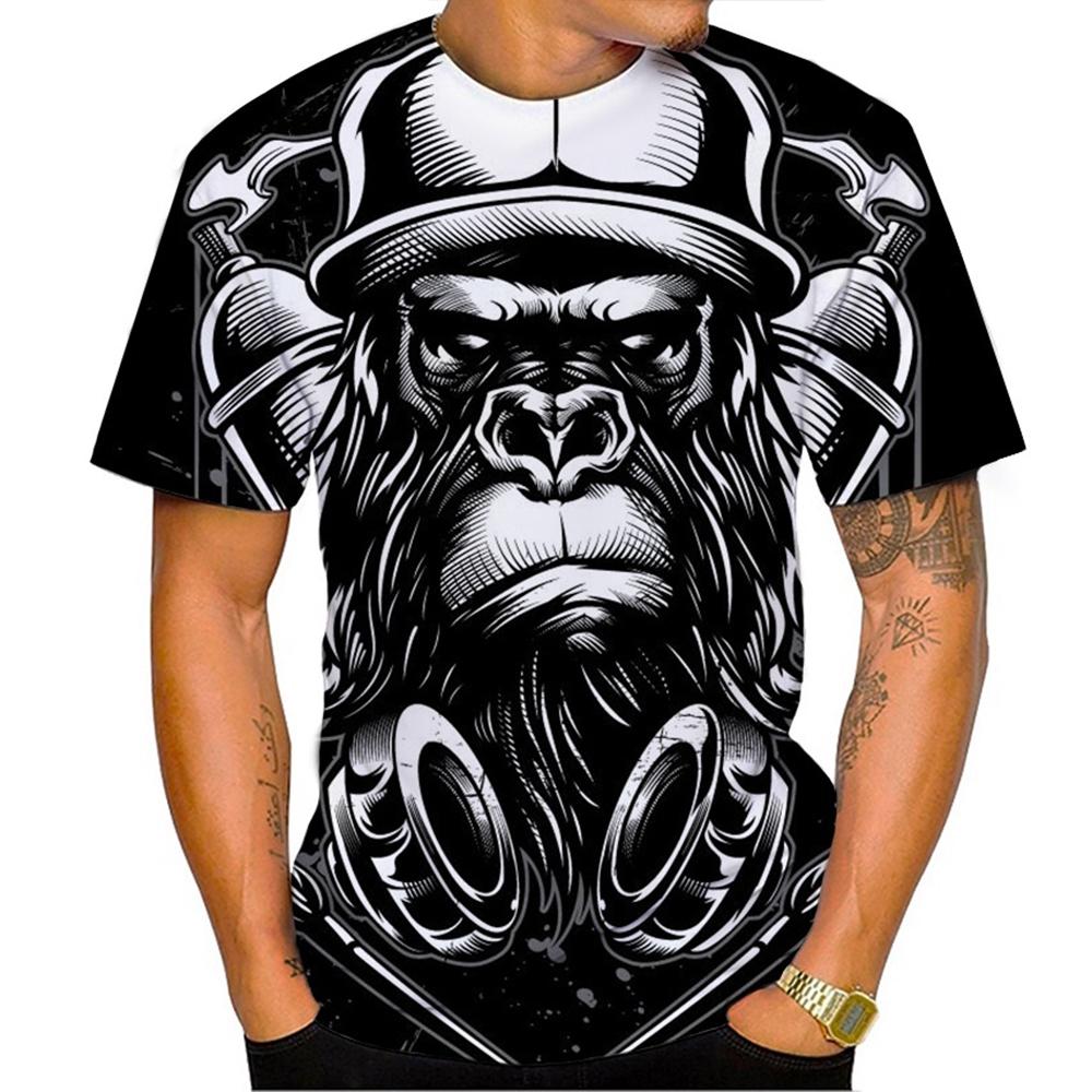 Summer Hot Selling Funny Handsome Gorilla 3D Printed Pattern Casual Personality Trendy Cool T-shirt