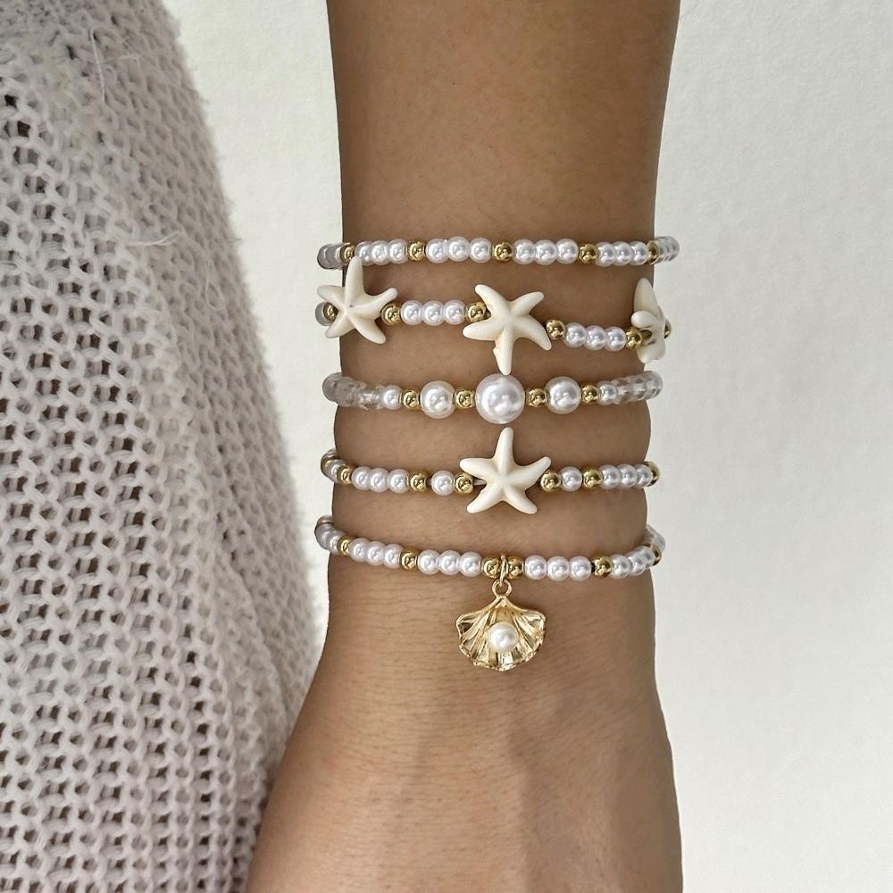 Bohemian Conch Beaded Bangles Turtle Pendant Wrap Charm Hand Chain Jewelry