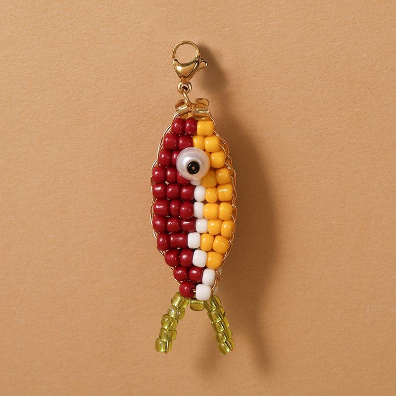 European Style Beaded Fish Keychain - Colorful, Handmade, Trendy Accessory for Car Keys