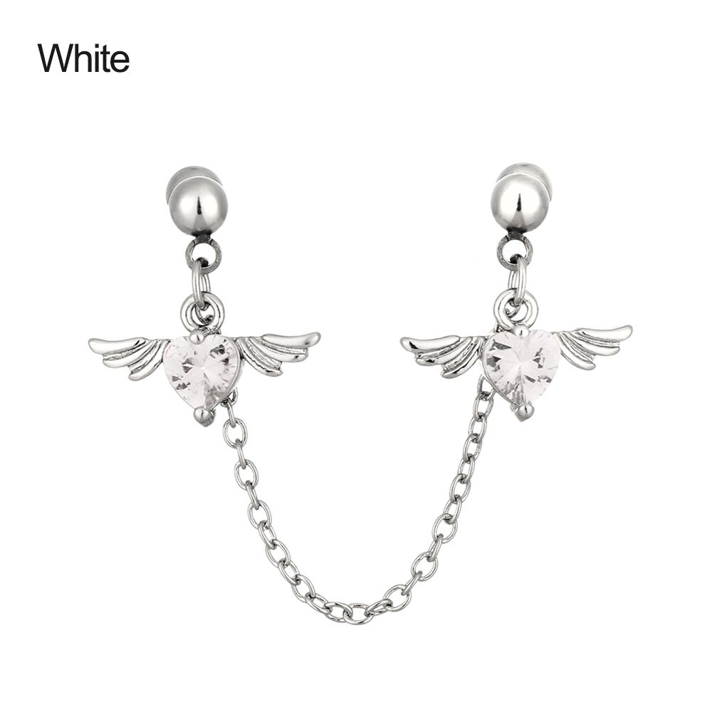 Women Girls 1.2mm Cartilage Earring Studs Helix Piercing Earring Angel Wings Heart Double Lobe
