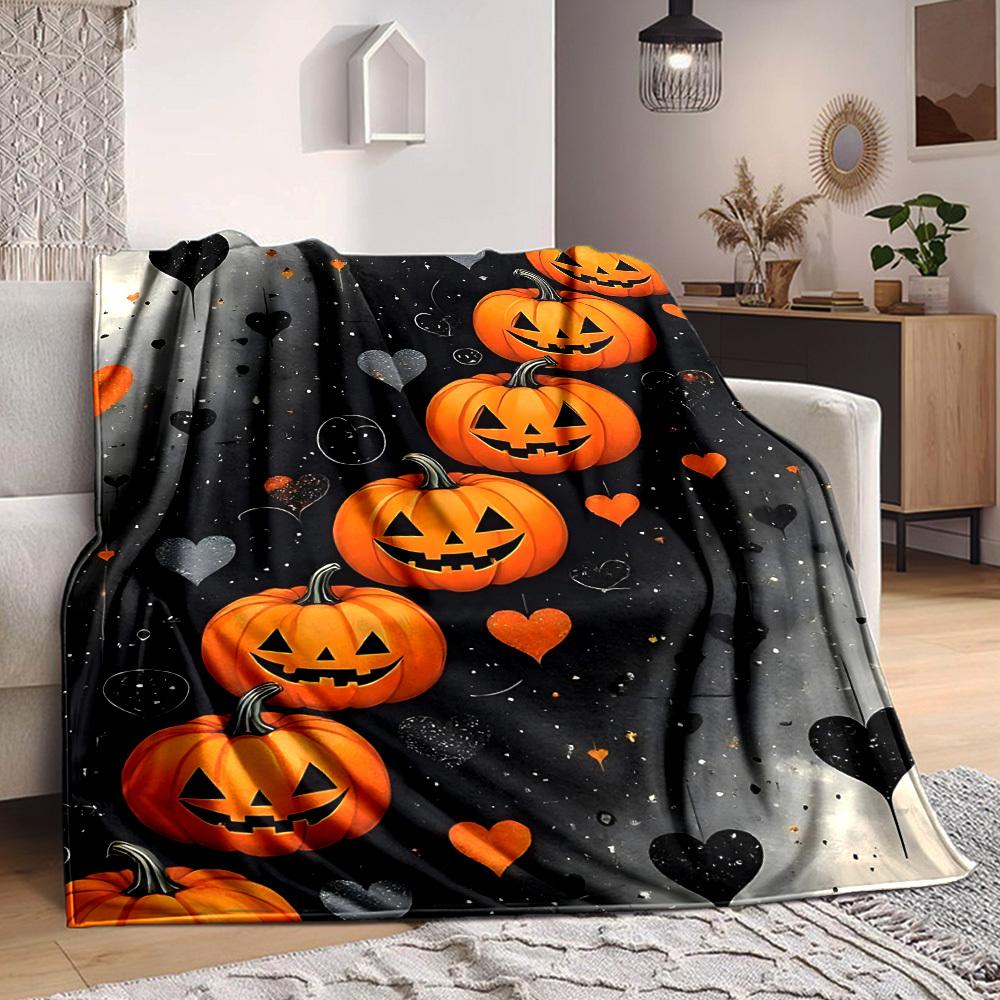 1PC Halloween Pumpkins Blanket, Throw For Sofa, Bed, Travel, Camping, Livingroom, And Bed, Printing Blanket With Soft And Warm Fabric yy250918185