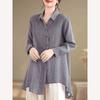 Хлопково-льняная рубашка свободного кроя средней длины с защитой от солнца для полных женщин, элегантная рубашка большого размера для весны/лета