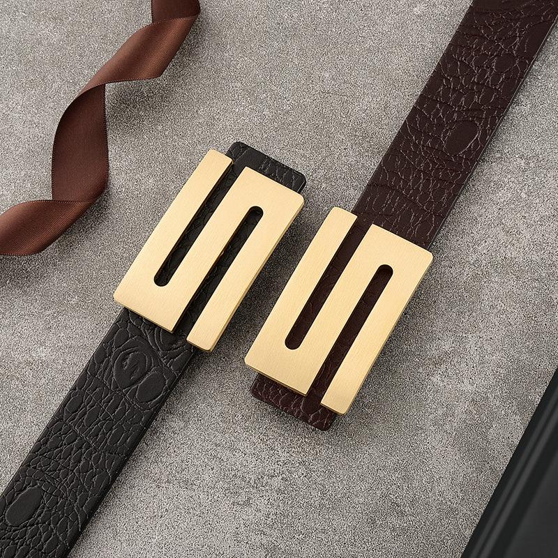 Ремень мужской из натуральной кожи с пряжкой, первый слой из натуральной коровьей кожи, формальный деловой молодежный ремень ручной работы с пряжкой из крокодиловой кожи с узором Tide