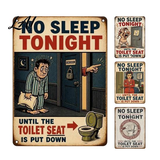 Funny Gift for Friends Humorous Toilet Seat Reminder Sign Put the Down Bathroom Door Decoration Vintage Metal Wall Plaque Decor WC Washroom