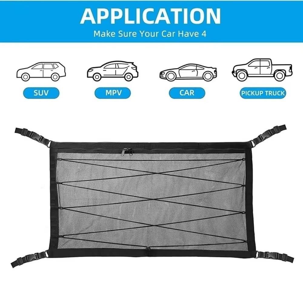 Mesh Style Car Ceiling Storage Net Polyester Auto Roof Organizer Hanging Storage Bag for Travel