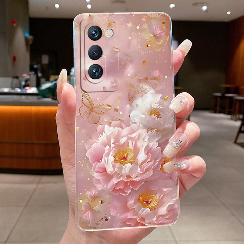 Чехол для Tecno Camon 18 Premier CH9n Модный с бабочками и цветами Мягкий силикон Прозрачная задняя крышка Чехол для телефона Tecno Camon 18 Premier