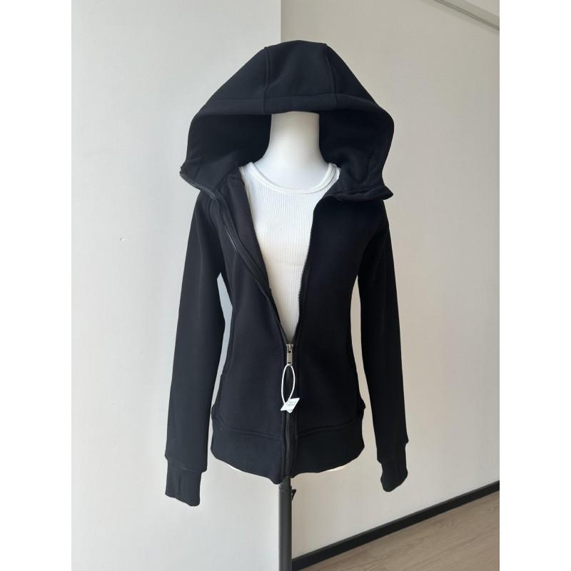 Womens Cropped Hooded Zip-Up Sweatshirt Slim Fit Casual Top Lightweight Cotton Blend