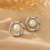 Серьги Niche Fashion, простые и элегантные круглые серьги-гвоздики с бусинами, французские маленькие, свежие и универсальные женские серьги с темпераментом