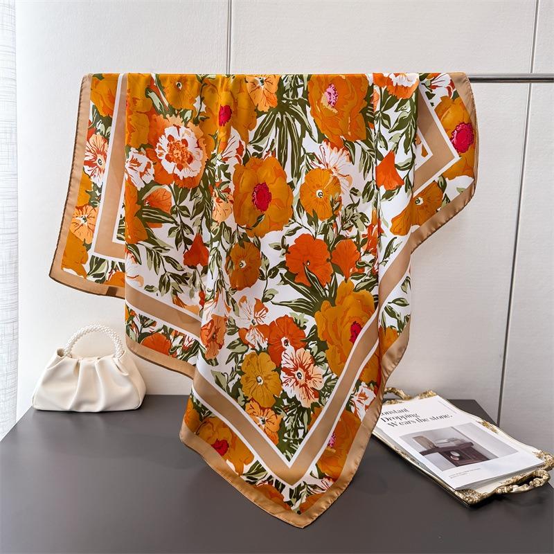 Korean Style Luxury Printed Large Square Scarf For Women